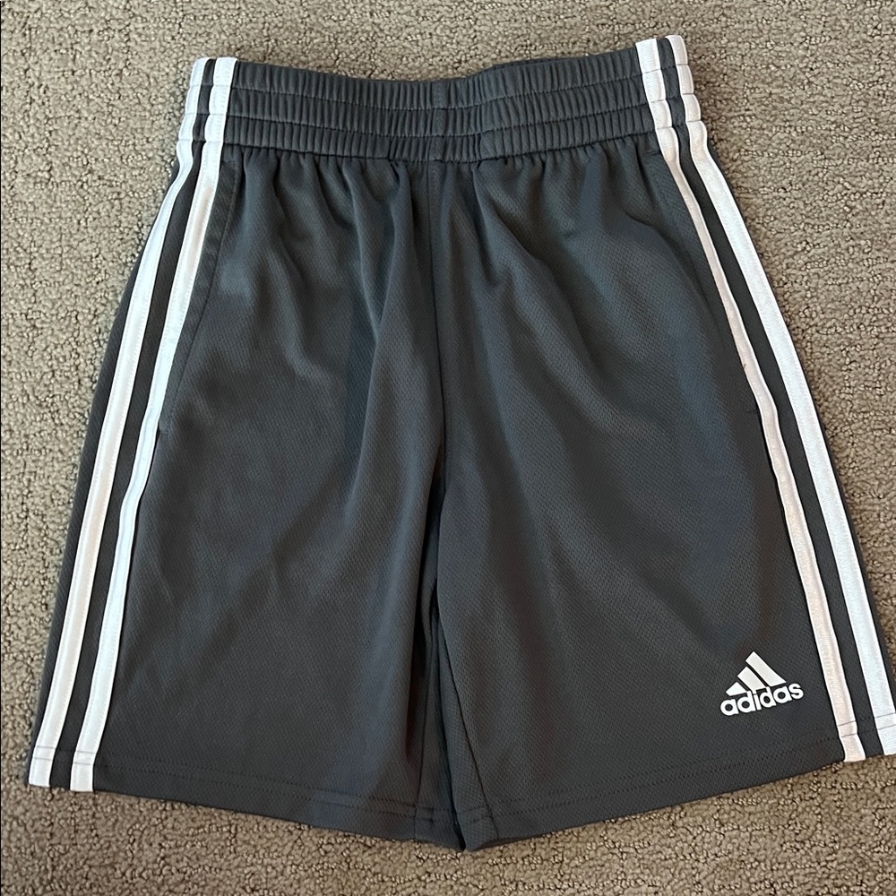 Adidas Kids Dark Gray Shorts with White Accents